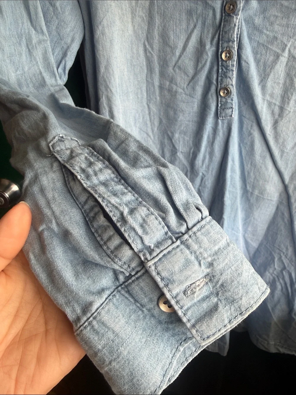 The Children's Place Light Blue Long-Sleeve Jean Dress